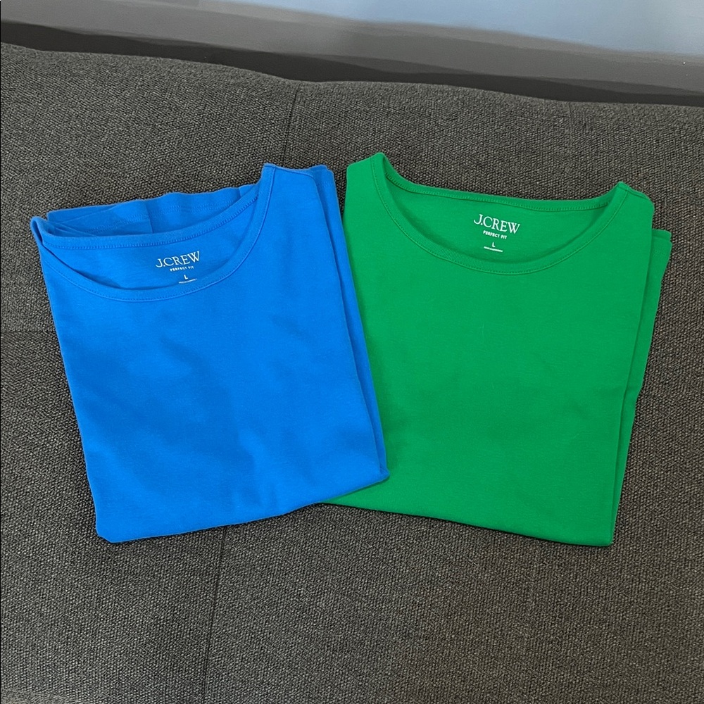 J. Crew Vibrant Blue and Green Tees
